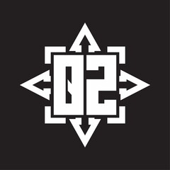 QZ Logo monogram with rounded arrows shape design template