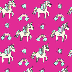Cute unicorn pattern. Vector illustration