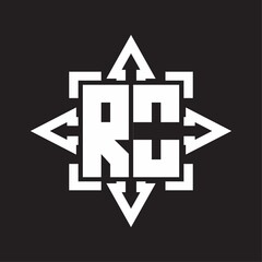 RO Logo monogram with rounded arrows shape design template