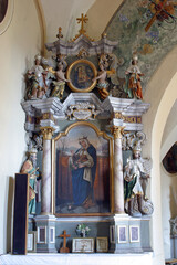 Fototapeta na wymiar St. Elizabeth's altar at St. Catherine of Alexandria Church in Samarica, Croatia