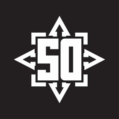 SD Logo monogram with rounded arrows shape design template