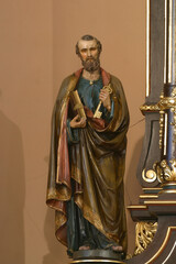 St. Peter's statue on the main altar of St. Clare Church in Zagreb, Croatia