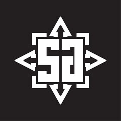 SG Logo monogram with rounded arrows shape design template