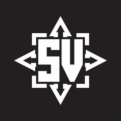 SV Logo monogram with rounded arrows shape design template