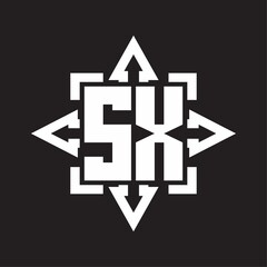 SX Logo monogram with rounded arrows shape design template