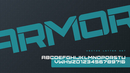 Vector sans serif urban rounded stencil letter set, cropped alphabet © rikkyal