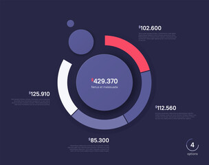 Vector circle chart design, modern template for creating infographics, presentations, reports, visualizations