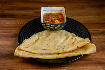 Chapati with chicken curry mix with sardine sambal.