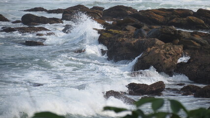 Beach and the rough sea