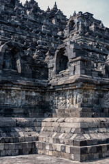 Naklejka premium Statues and Stupas of the Borobudur Temple, West Java, Indonesia (750AD)
