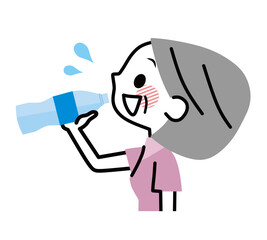 シニア女性　水分補給　経口補水液