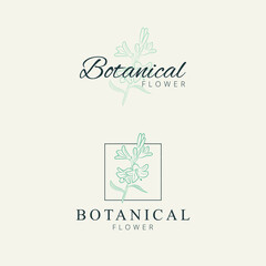 Minimalist lily flower logo design hand drawing