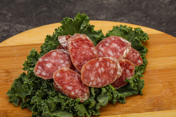 Iberian pork Fuet sausage slices