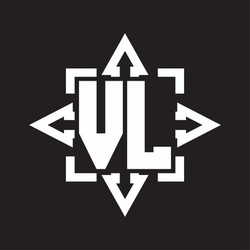 VL Logo monogram with rounded arrows shape design template