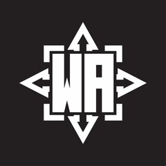 WA Logo monogram with rounded arrows shape design template