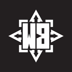 WB Logo monogram with rounded arrows shape design template