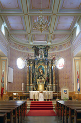 Main altar in the parish church of Saint George in Gornja Stubica, Croatia