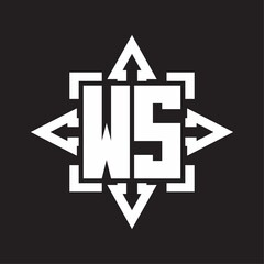 WS Logo monogram with rounded arrows shape design template