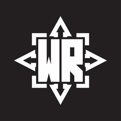 WR Logo monogram with rounded arrows shape design template