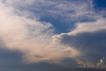 Beautiful sky, clouds of different and interesting shapes. Background