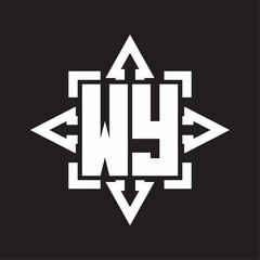 WY Logo monogram with rounded arrows shape design template