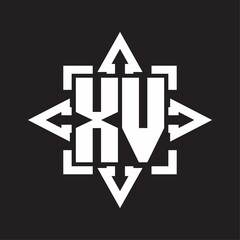 XV Logo monogram with rounded arrows shape design template