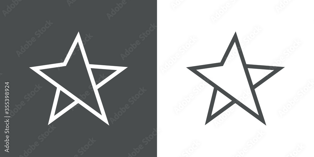 Poster Icono plano lineal estrella como símbolo de posición en fondo gris y fondo blanco