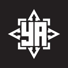 YA Logo monogram with rounded arrows shape design template