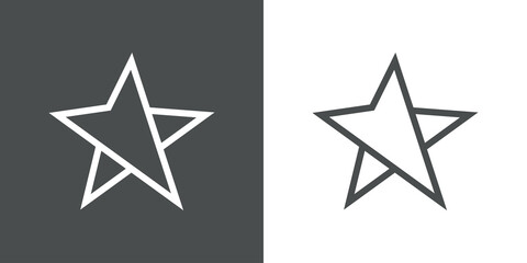 Icono plano lineal estrella como símbolo de posición en fondo gris y fondo blanco