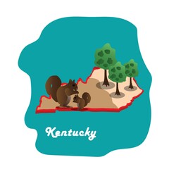 kentucky state map with grey squirrel