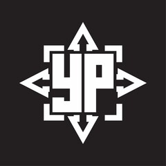 YP Logo monogram with rounded arrows shape design template