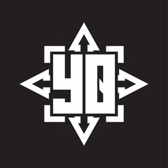 YQ Logo monogram with rounded arrows shape design template