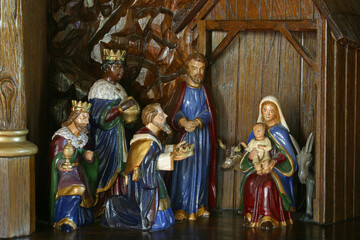 Nativity, Adoration of the Magi, the main altar in the church of St. Catherine of Alexandria in Stubicke Toplice, Croatia