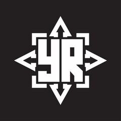 YR Logo monogram with rounded arrows shape design template