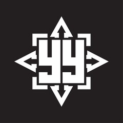 YY Logo monogram with rounded arrows shape design template