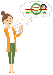 結果通知を見て喜ぶお母さん