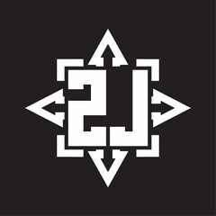 ZJ Logo monogram with rounded arrows shape design template