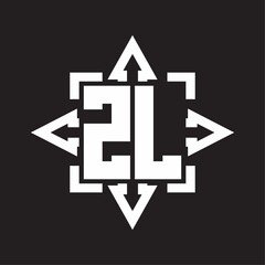 ZL Logo monogram with rounded arrows shape design template