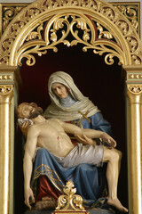 Our Lady of Sorrows statue on the main altar in the church of St Stephen the Protomartyr in Stefanje, Croatia