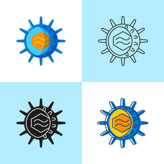 CMV virus icon set in flat and line style
