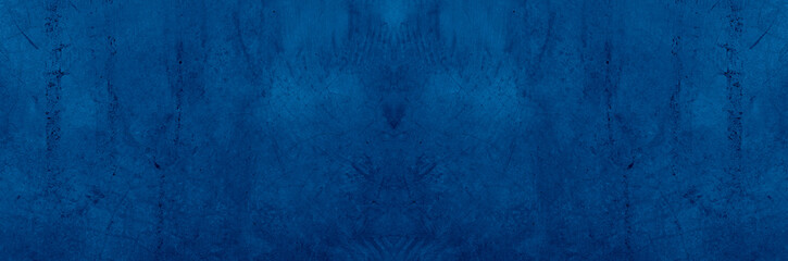 Old wall pattern texture cement blue dark abstract  blue color design are light with black gradient background.