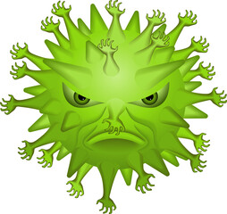 vermenschlichter Coronavirus, der grimmig aussieht