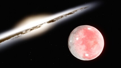 beautiful alien planet in far space, realistic exoplanet, planet suitable for colonization, planet...