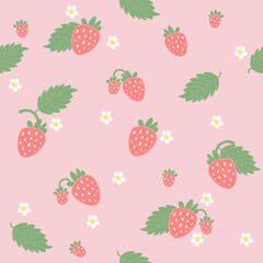 Vector seamless pattern with strawberries. Summer fruit patern