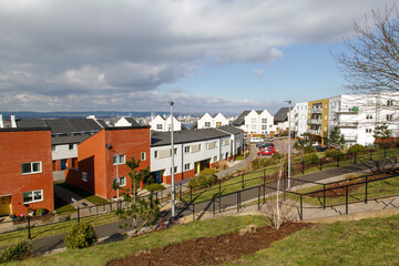 Modern terraced houses in Penarth a suburb of Cardiff city  - UK