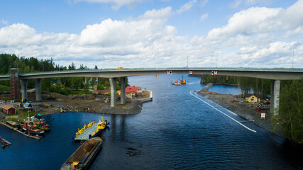 Fototapeta premium Savonlinna, Finland. Drone views from city. 2019.