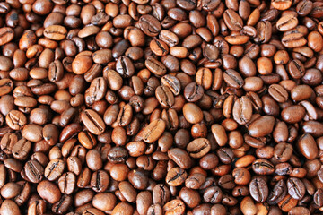 Coffee beans lie on the table