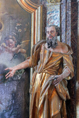 Obraz premium St. Joachim statue on the altar of St. Joseph in the Church of the Assumption of the Virgin Mary in Taborsko, Croatia