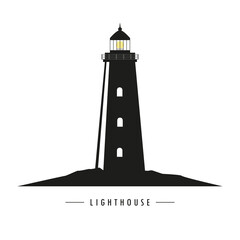 lighthouse silhouette icon isolated on white vector illustration EPS10