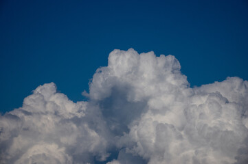 Naklejka na ściany i meble Cumulus Clouds Soaring High In The Blue Sky